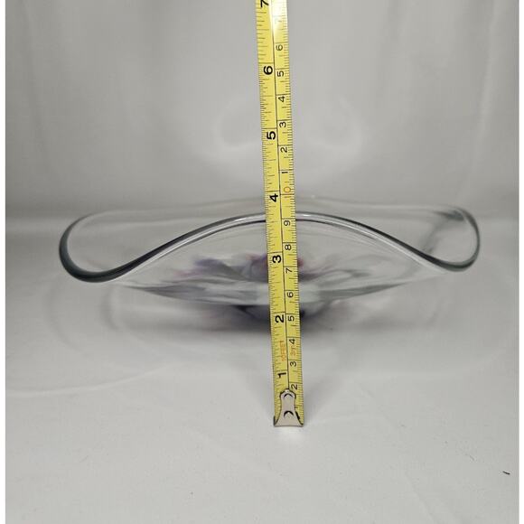 Vintage Signed Studio Art Glass Bowl Mid Century Modern Studio Clear BSQ 310 Art - Picture 7 of 10